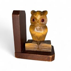 Vintage Wooden Owl Bookend